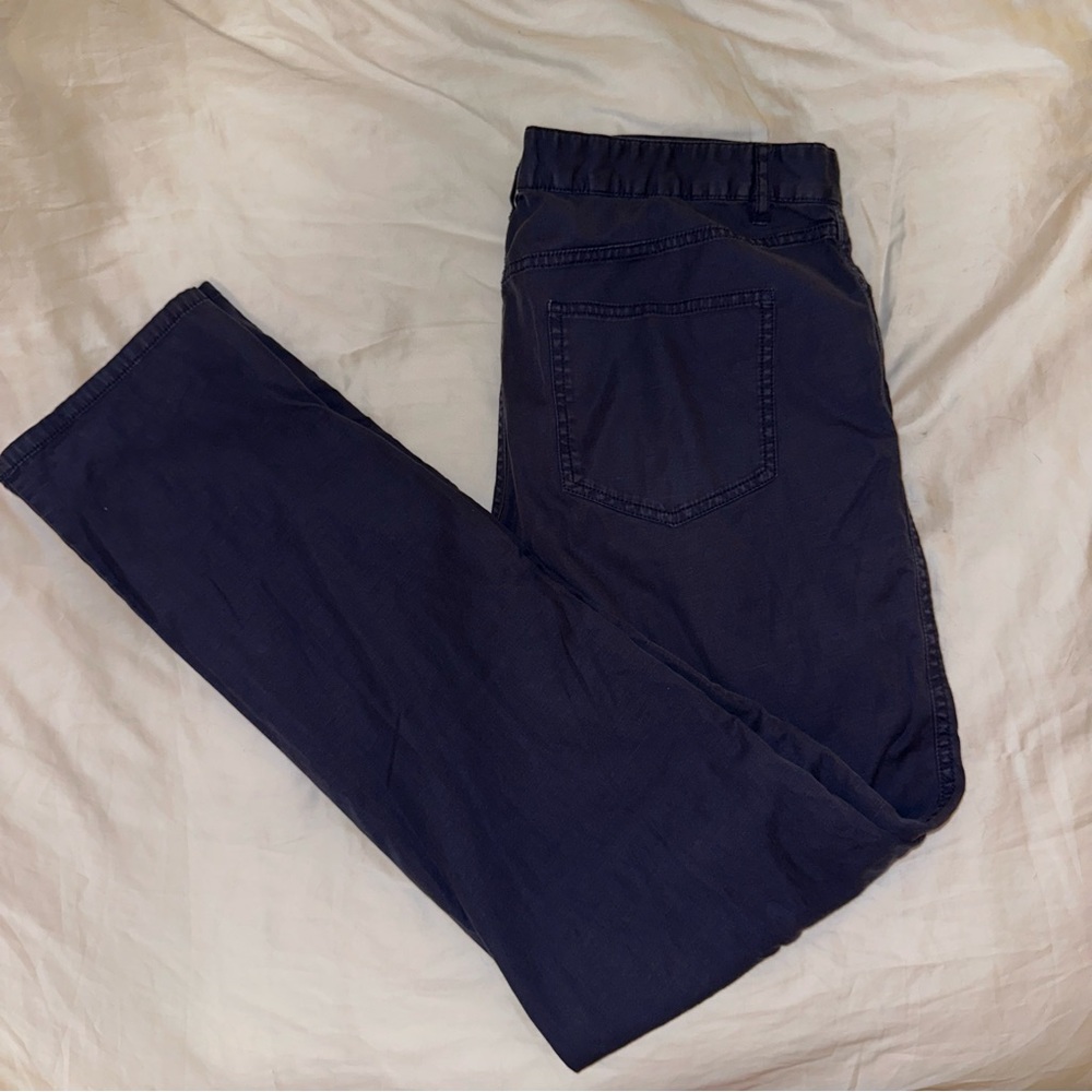 Men’s Faherty Cotton/Linen Blend 5-Pocket Pants - Navy